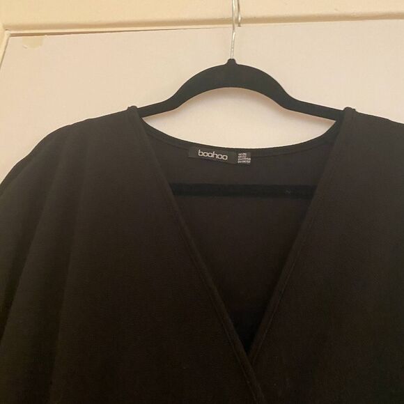 Boohoo Dress Womens 22 Black Sheath Midi Stretch Short Sleeve Button - Picture 5 of 10